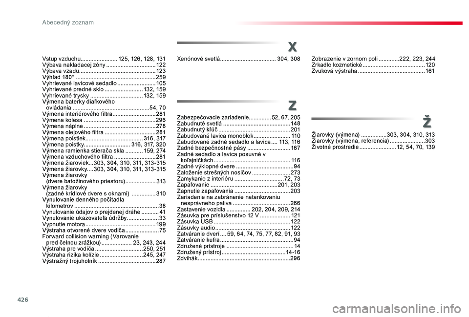 TOYOTA PROACE 2020  Návod na použitie (in Slovakian) 426
Proace_sk_Chap11_index-alpha_ed01-2019
X
Z

Vstup vzduchu .......................125, 126, 128, 131Výbava nakladacej zóny ...............................12 2Výbava vzadu.......................