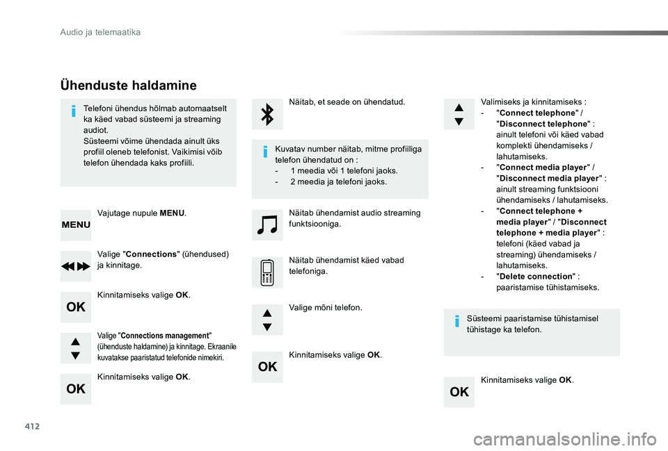 TOYOTA PROACE 2020 Kasutusjuhend (in Estonian) 412
Proace_et_Chap10d_RD6_ed2019_V02
Kinnitamiseks valige OK.
Kinnitamiseks valige OK.
Kinnitamiseks valige OK.
Kinnitamiseks valige OK.
Telefoni ühendus hõlmab automaatselt ka käed vabad süsteemi TOYOTA PROACE 2020 Kasutusjuhend (in Estonian) 412
Proace_et_Chap10d_RD6_ed2019_V02
Kinnitamiseks valige OK.
Kinnitamiseks valige OK.
Kinnitamiseks valige OK.
Kinnitamiseks valige OK.
Telefoni ühendus hõlmab automaatselt ka käed vabad süsteemi