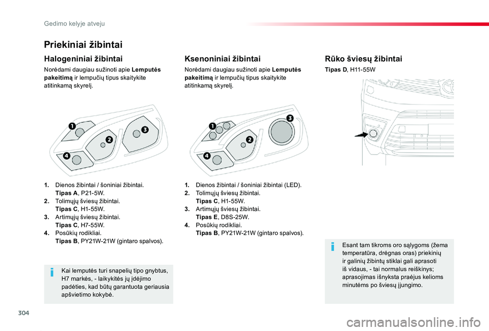 TOYOTA PROACE 2020 Eksploatavimo vadovas (in Lithuanian) 304
Proace_lt_Chap08_En-cas-de-panne_ed01-2019
Priekiniai žibintai
Ksenoniniai žibintai
Norėdami daugiau sužinoti apie Lemputės pakeitimą ir lempučių tipus skaitykite atitinkamą skyrelį.
Hal TOYOTA PROACE 2020 Eksploatavimo vadovas (in Lithuanian) 304
Proace_lt_Chap08_En-cas-de-panne_ed01-2019
Priekiniai žibintai
Ksenoniniai žibintai
Norėdami daugiau sužinoti apie Lemputės pakeitimą ir lempučių tipus skaitykite atitinkamą skyrelį.
Hal