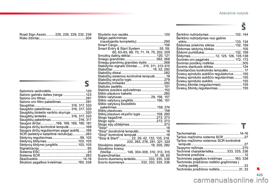 TOYOTA PROACE 2020 Eksploatavimo vadovas (in Lithuanian) 425
Proace_lt_Chap11_index-alpha_ed01-2019
Šerkšno nutirpdymas ............................132, 14 4Šerkšno nutirpdymas nuo galinio stiklo ....................................................13 3 TOYOTA PROACE 2020 Eksploatavimo vadovas (in Lithuanian) 425
Proace_lt_Chap11_index-alpha_ed01-2019
Šerkšno nutirpdymas ............................132, 14 4Šerkšno nutirpdymas nuo galinio stiklo ....................................................13 3