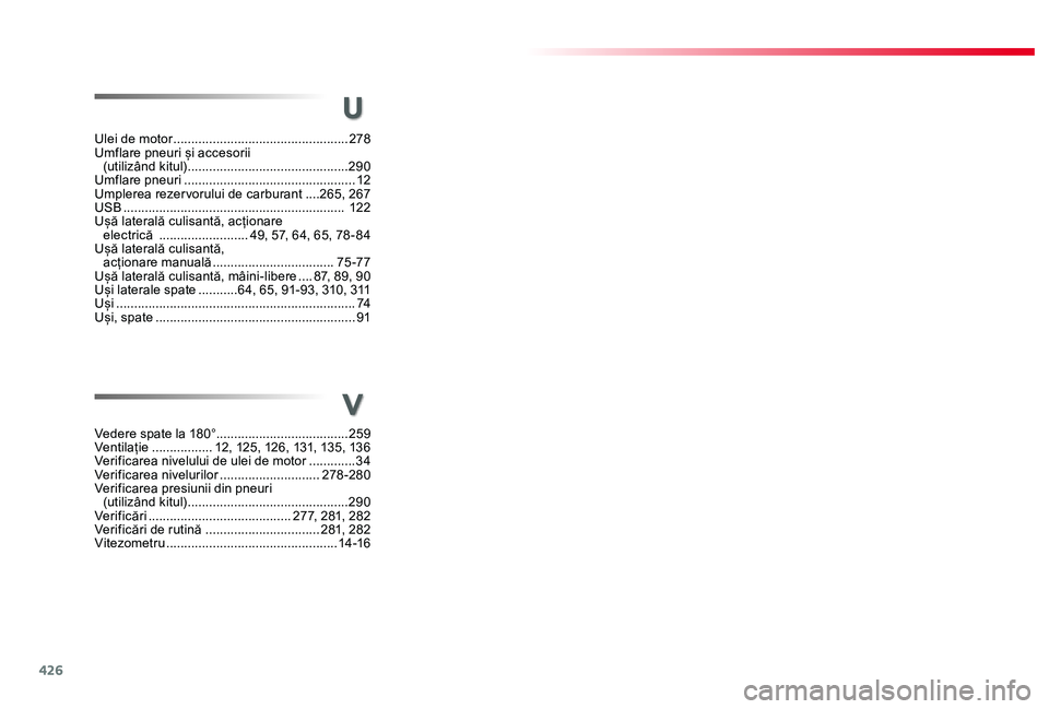 TOYOTA PROACE 2020 Manual de utilizare (in Romanian) 426
Vedere spate la 180°.....................................259Ventilație .................12, 125, 126, 131, 135, 136 Verificarea nivelului de ulei de motor .............34Verificarea nivelurilor TOYOTA PROACE 2020 Manual de utilizare (in Romanian) 426
Vedere spate la 180°.....................................259Ventilație .................12, 125, 126, 131, 135, 136 Verificarea nivelului de ulei de motor .............34Verificarea nivelurilor