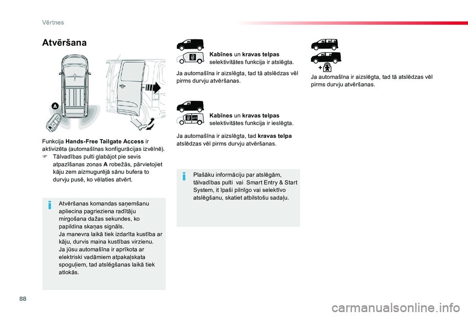 TOYOTA PROACE 2020 Lietošanas Instrukcija (in Latvian) 88
Proace_lv_Chap02_ouvertures_ed01-2019
Plašāku informāciju par atslēgām, tālvadības pulti vai Smar t Entr y & Star t System, it īpaši pilnīgo vai selektīvo atslēgšanu, skatiet atbilst TOYOTA PROACE 2020 Lietošanas Instrukcija (in Latvian) 88
Proace_lv_Chap02_ouvertures_ed01-2019
Plašāku informāciju par atslēgām, tālvadības pulti vai Smar t Entr y & Star t System, it īpaši pilnīgo vai selektīvo atslēgšanu, skatiet atbilst