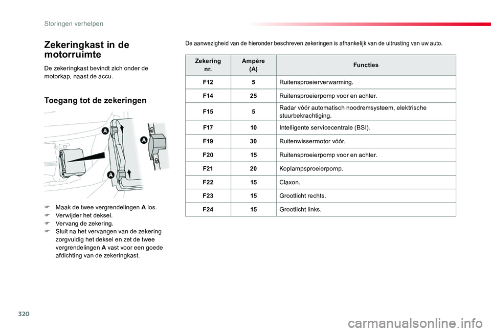 TOYOTA PROACE 2020 Instructieboekje (in Dutch) 320
Proace_nl_Chap08_En-cas-de-panne_ed01-2019
Zekeringkast in de
motorruimte
F Maak de twee vergrendelingen A los.F Verwijder het deksel.F Vervang de zekering.F Sluit na het ver vangen van de zekeri TOYOTA PROACE 2020 Instructieboekje (in Dutch) 320
Proace_nl_Chap08_En-cas-de-panne_ed01-2019
Zekeringkast in de
motorruimte
F Maak de twee vergrendelingen A los.F Verwijder het deksel.F Vervang de zekering.F Sluit na het ver vangen van de zekeri