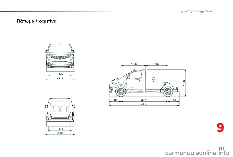 TOYOTA PROACE 2020 ΟΔΗΓΌΣ ΧΡΉΣΗΣ (in Greek) 331
Proace_el_Chap09_caracteristiques-techniques_ed01-2019
Πάτωμα / καμπίνα
9
Τεχνικά χαρακτηριστικά TOYOTA PROACE 2020 ΟΔΗΓΌΣ ΧΡΉΣΗΣ (in Greek) 331
Proace_el_Chap09_caracteristiques-techniques_ed01-2019
Πάτωμα / καμπίνα
9
Τεχνικά χαρακτηριστικά