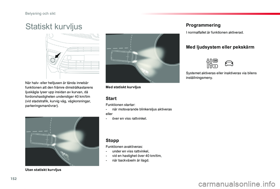 TOYOTA PROACE 2020 Bruksanvisningar (in Swedish) 152
Proace_sv_Chap04_eclairage-et-visibilite_ed01-2019
I normalfallet är funktionen aktiverad.
ProgrammeringStatiskt kurvljus
När halv- eller helljusen är tända innebär funktionen att den främre TOYOTA PROACE 2020 Bruksanvisningar (in Swedish) 152
Proace_sv_Chap04_eclairage-et-visibilite_ed01-2019
I normalfallet är funktionen aktiverad.
ProgrammeringStatiskt kurvljus
När halv- eller helljusen är tända innebär funktionen att den främre