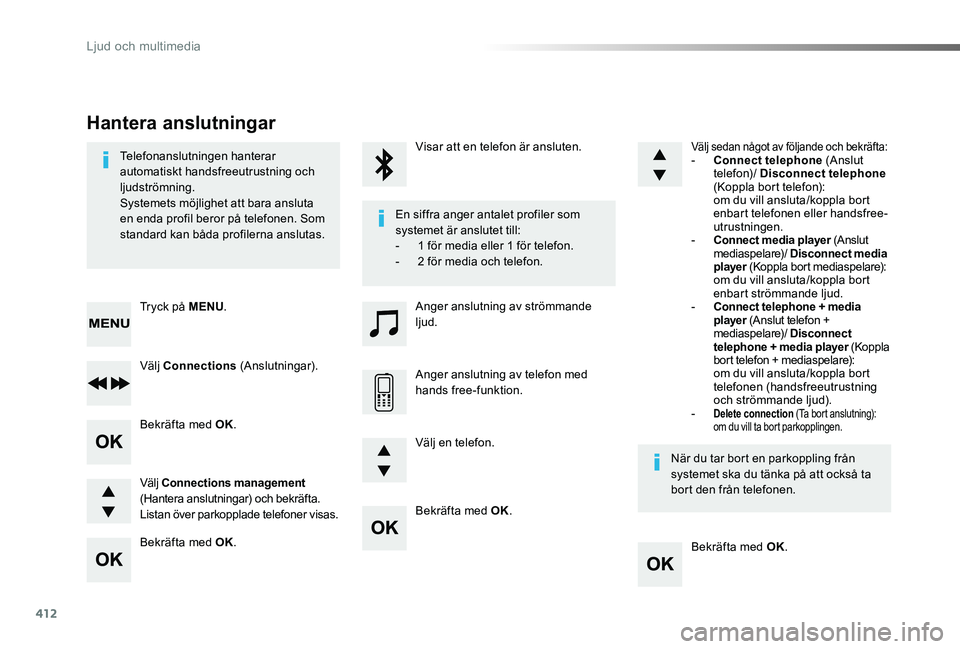 TOYOTA PROACE 2020 Bruksanvisningar (in Swedish) 412
Proace_sv_Chap10d_RD6_ed01-2019
Bekräfta med OK.
Bekräfta med OK.
Bekräfta med OK.
Bekräfta med OK.
Telefonanslutningen hanterar automatiskt handsfreeutrustning och ljudströmning.Systemets mà TOYOTA PROACE 2020 Bruksanvisningar (in Swedish) 412
Proace_sv_Chap10d_RD6_ed01-2019
Bekräfta med OK.
Bekräfta med OK.
Bekräfta med OK.
Bekräfta med OK.
Telefonanslutningen hanterar automatiskt handsfreeutrustning och ljudströmning.Systemets mÃ