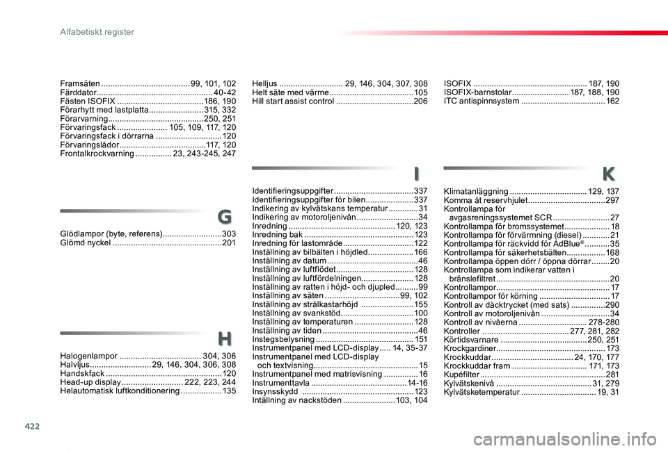 TOYOTA PROACE 2020 Bruksanvisningar (in Swedish) 422
Proace_sv_Chap11_index-alpha_ed01-2019
I
Identifieringsuppgifter ...................................337Identifieringsuppgifter för bilen .....................337Indikering av kylvätskans tempera TOYOTA PROACE 2020 Bruksanvisningar (in Swedish) 422
Proace_sv_Chap11_index-alpha_ed01-2019
I
Identifieringsuppgifter ...................................337Identifieringsuppgifter för bilen .....................337Indikering av kylvätskans tempera