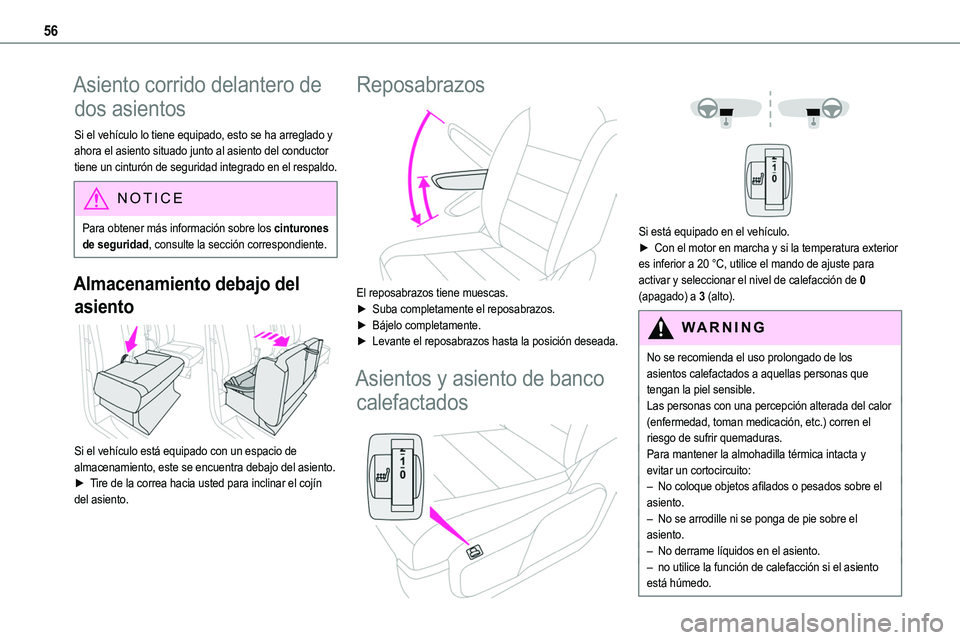 TOYOTA PROACE 2022 Manuale de Empleo (in Spanish) 56
Asiento corrido delantero de
dos asientos
Si el vehículo lo tiene equipado, esto se ha arreglado y ahora el asiento situado junto al asiento del conductor tiene un cinturón de seguridad integrad TOYOTA PROACE 2022 Manuale de Empleo (in Spanish) 56
Asiento corrido delantero de
dos asientos
Si el vehículo lo tiene equipado, esto se ha arreglado y ahora el asiento situado junto al asiento del conductor tiene un cinturón de seguridad integrad