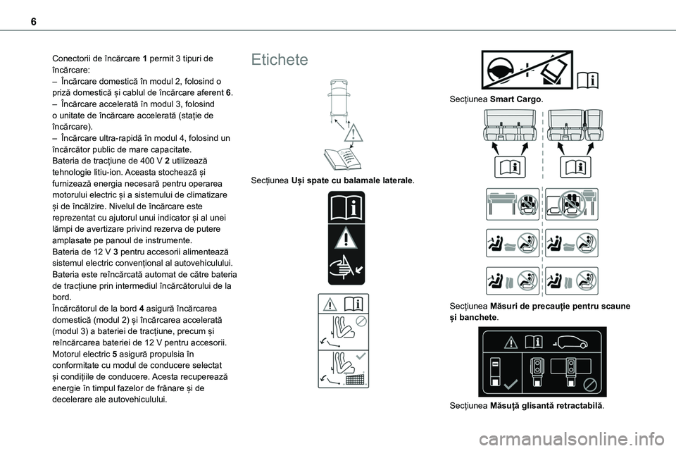 TOYOTA PROACE CITY 2020  Manuale de Empleo (in Spanish) 6
Conectorii de încărcare 1 permit 3 tipuri de încărcare:– Încărcare domestică în modul 2, folosind o priză domestică și cablul de încărcare aferent 6.– Încărcare accelerată în mo
