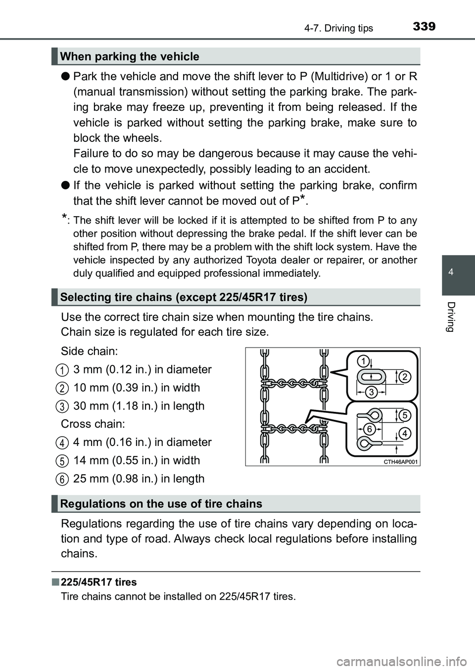 TOYOTA AURIS 2017 Owners Manual (in English) 3394-7. Driving tips
UK AURIS_HB_EE (OM12K97E)
4
Driving
●Park the vehicle and move the shift lever to P (Multidrive) or 1 or R
(manual transmission) without setting the parking brake. The park-
in TOYOTA AURIS 2017 Owners Manual (in English) 3394-7. Driving tips
UK AURIS_HB_EE (OM12K97E)
4
Driving
●Park the vehicle and move the shift lever to P (Multidrive) or 1 or R
(manual transmission) without setting the parking brake. The park-
in
