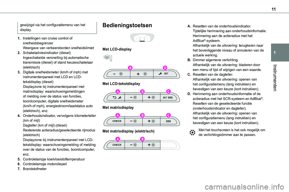 TOYOTA PROACE 2022 Instructieboekje (in Dutch) 11
Instrumenten
1
gewijzigd via het configuratiemenu van het display.
1.Instellingen van cruise control of snelheidsbegrenzerWeergave van verkeersborden snelheidslimiet
2.Schakeladviesindicator (diese TOYOTA PROACE 2022 Instructieboekje (in Dutch) 11
Instrumenten
1
gewijzigd via het configuratiemenu van het display.
1.Instellingen van cruise control of snelheidsbegrenzerWeergave van verkeersborden snelheidslimiet
2.Schakeladviesindicator (diese