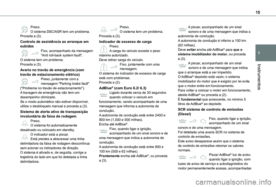 TOYOTA PROACE CITY 2020 Manual de utilização (in Portuguese) 15
Instrumentos
1
Preso.O sistema DSC/ASR tem um problema.Proceda a (3).
Controlo de assistência ao arranque em subidasFixo, acompanhado da mensagem "Anti roll-back system fault".O sistema te TOYOTA PROACE CITY 2020 Manual de utilização (in Portuguese) 15
Instrumentos
1
Preso.O sistema DSC/ASR tem um problema.Proceda a (3).
Controlo de assistência ao arranque em subidasFixo, acompanhado da mensagem "Anti roll-back system fault".O sistema te