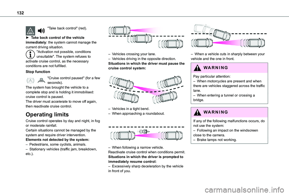 TOYOTA PROACE CITY 2021 Owners Manual 132
"Take back control" (red).
► Take back control of the vehicle immediately: the system cannot manage the current driving situation."Activation not possible, conditions unsuitable" TOYOTA PROACE CITY 2021 Owners Manual 132
"Take back control" (red).
► Take back control of the vehicle immediately: the system cannot manage the current driving situation."Activation not possible, conditions unsuitable"