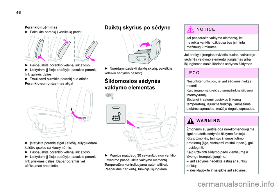 TOYOTA PROACE CITY 2021 Eksploatavimo vadovas (in Lithuanian) 46
Porankio nuėmimas► Pakelkite porankį į vertikalią padėtį.
► Paspauskite porankio veleną link atlošo.► Laikydami jį šioje padėtyje, pasukite porankį link galinės dalies.► Tra TOYOTA PROACE CITY 2021 Eksploatavimo vadovas (in Lithuanian) 46
Porankio nuėmimas► Pakelkite porankį į vertikalią padėtį.
► Paspauskite porankio veleną link atlošo.► Laikydami jį šioje padėtyje, pasukite porankį link galinės dalies.► Tra