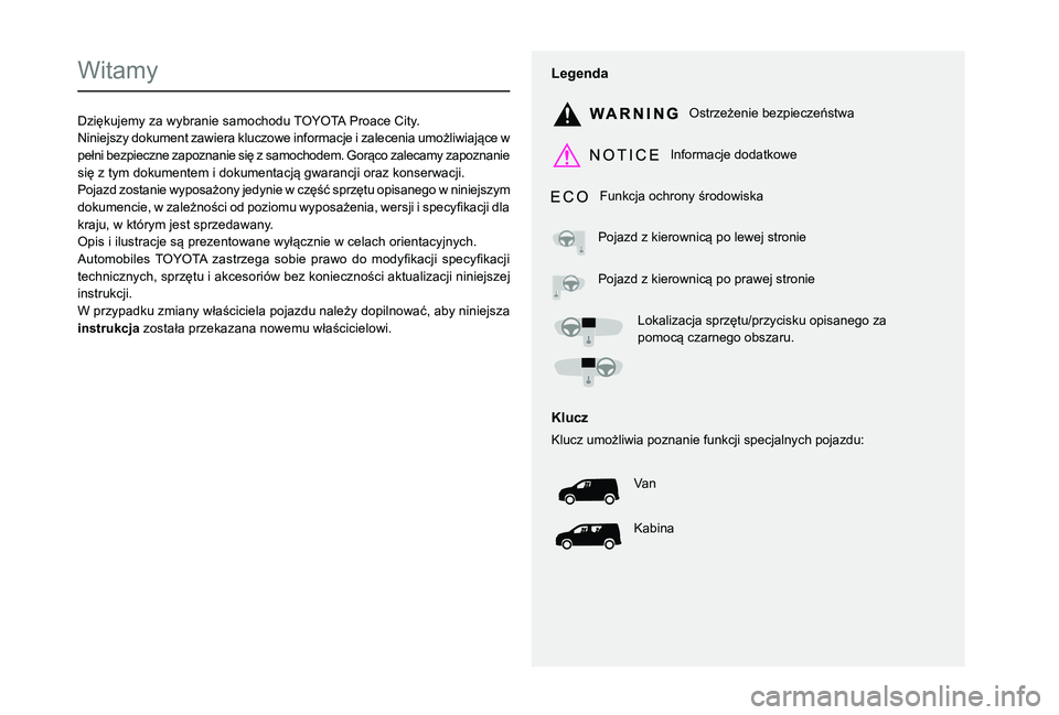 TOYOTA PROACE CITY 2021  Instrukcja obsługi (in Polish) 