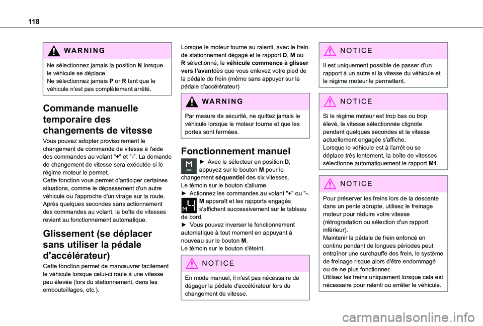 TOYOTA PROACE CITY VERSO 2020 Notices Demploi (in French) 11 8
WARNI NG
Ne sélectionnez jamais la position N lorsque le véhicule se déplace.Ne sélectionnez jamais P or R tant que le véhicule n'est pas complètement arrêté.
Commande manuelle
tempo TOYOTA PROACE CITY VERSO 2020 Notices Demploi (in French) 11 8
WARNI NG
Ne sélectionnez jamais la position N lorsque le véhicule se déplace.Ne sélectionnez jamais P or R tant que le véhicule n'est pas complètement arrêté.
Commande manuelle
tempo