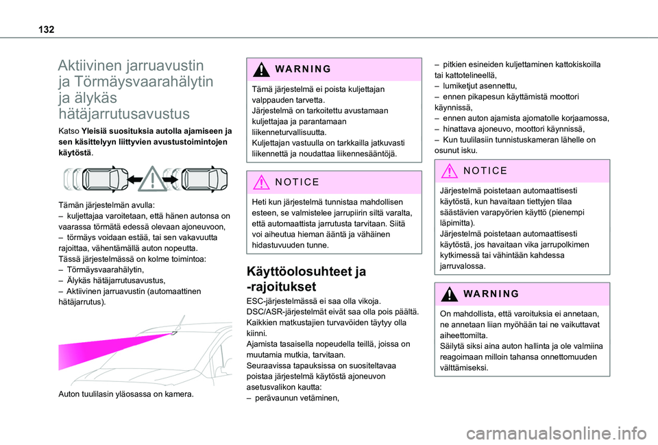 TOYOTA PROACE CITY VERSO 2020 Omistajan Käsikirja (in Finnish) 132
Aktiivinen jarruavustin
ja Törmäysvaarahälytin
ja älykäs
hätäjarrutusavustus
Katso Yleisiä suosituksia autolla ajamiseen ja sen käsittelyyn liittyvien avustustoimintojen käytöstä.
TOYOTA PROACE CITY VERSO 2020 Omistajan Käsikirja (in Finnish) 132
Aktiivinen jarruavustin
ja Törmäysvaarahälytin
ja älykäs
hätäjarrutusavustus
Katso Yleisiä suosituksia autolla ajamiseen ja sen käsittelyyn liittyvien avustustoimintojen käytöstä.