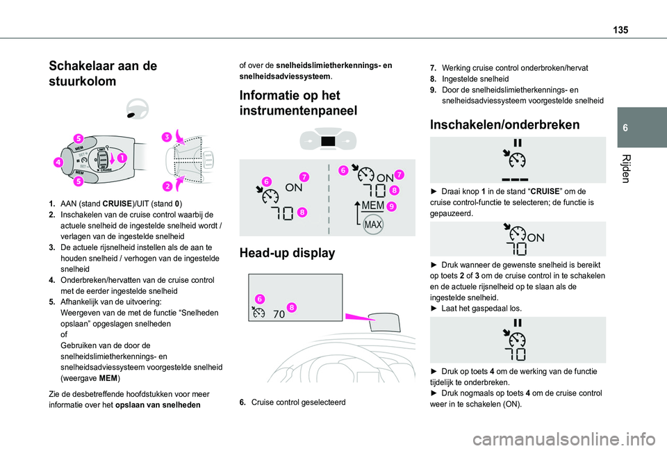 TOYOTA PROACE CITY VERSO 2020 Instructieboekje (in Dutch) 135
Rijden
6
Schakelaar aan de
stuurkolom
1.AAN (stand CRUISE)/UIT (stand 0)
2.Inschakelen van de cruise control waarbij de actuele snelheid de ingestelde snelheid wordt / verlagen van de ingestel TOYOTA PROACE CITY VERSO 2020 Instructieboekje (in Dutch) 135
Rijden
6
Schakelaar aan de
stuurkolom
1.AAN (stand CRUISE)/UIT (stand 0)
2.Inschakelen van de cruise control waarbij de actuele snelheid de ingestelde snelheid wordt / verlagen van de ingestel