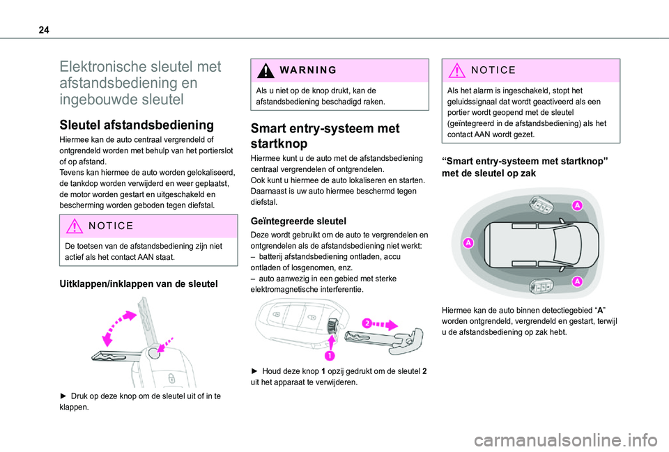 TOYOTA PROACE CITY VERSO 2021 Instructieboekje (in Dutch) 24
Elektronische sleutel met
afstandsbediening en
ingebouwde sleutel
Sleutel afstandsbediening
Hiermee kan de auto centraal vergrendeld of ontgrendeld worden met behulp van het portierslot of op afs TOYOTA PROACE CITY VERSO 2021 Instructieboekje (in Dutch) 24
Elektronische sleutel met
afstandsbediening en
ingebouwde sleutel
Sleutel afstandsbediening
Hiermee kan de auto centraal vergrendeld of ontgrendeld worden met behulp van het portierslot of op afs