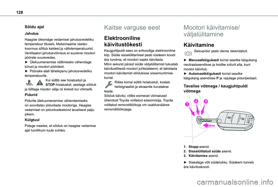 TOYOTA PROACE CITY VERSO EV 2021 Kasutusjuhend (in Estonian) 128
Sõidu ajal
Jahutus
Haagise ülesmäge vedamisel jahutusvedeliku temperatuur tõuseb. Maksimaalne veetav koormus sõltub kaldest ja välistemperatuurist. Ventilaatori jahutusvõimsus ei suurene mo TOYOTA PROACE CITY VERSO EV 2021 Kasutusjuhend (in Estonian) 128
Sõidu ajal
Jahutus
Haagise ülesmäge vedamisel jahutusvedeliku temperatuur tõuseb. Maksimaalne veetav koormus sõltub kaldest ja välistemperatuurist. Ventilaatori jahutusvõimsus ei suurene mo