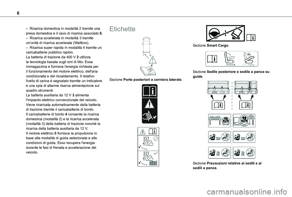 TOYOTA PROACE EV 2021 Manuale duso (in Italian) 6
– Ricarica domestica in modalità 2 tramite una presa domestica e il cavo di ricarica associato 6.– Ricarica accelerata in modalità 3 tramite un'unità di ricarica accelerata (Wallbox).– TOYOTA PROACE EV 2021 Manuale duso (in Italian) 6
– Ricarica domestica in modalità 2 tramite una presa domestica e il cavo di ricarica associato 6.– Ricarica accelerata in modalità 3 tramite un'unità di ricarica accelerata (Wallbox).–