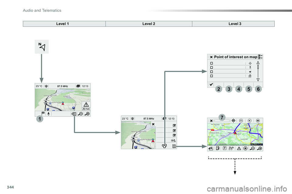 TOYOTA PROACE VERSO 2018  Owners Manual 344
12:13
23 °C
1
23456
712:1323 °C
Point of interest on map
Level 1Level 2Level 3 
Audio and Telematics  