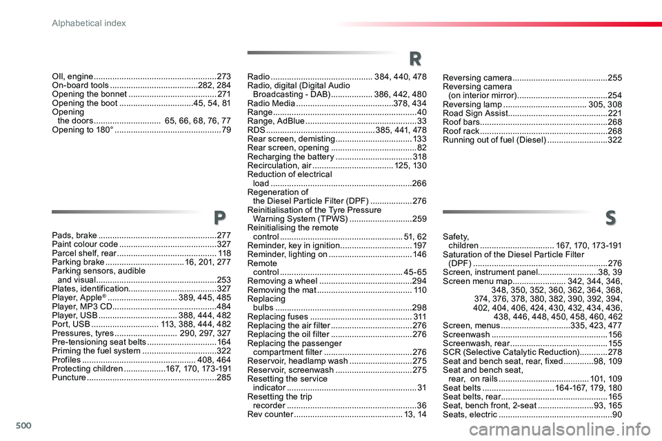 TOYOTA PROACE VERSO 2018  Owners Manual 500
Reversing camera .........................................255Reversing camera  (on interior mirror) .......................................254Reversing lamp ....................................305