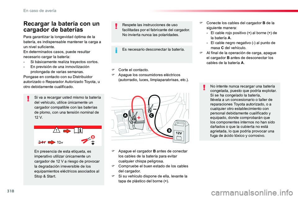 TOYOTA PROACE VERSO 2018 Manuale de Empleo (in Spanish) 318
ProaceVerso_es_Chap08_En-cas-de-panne_ed01-2016
Para garantizar la longevidad óptima de la baterÃa, es indispensable mantener la carga a un nivel suficiente.En determinados casos, puede resultar TOYOTA PROACE VERSO 2018 Manuale de Empleo (in Spanish) 318
ProaceVerso_es_Chap08_En-cas-de-panne_ed01-2016
Para garantizar la longevidad óptima de la baterÃa, es indispensable mantener la carga a un nivel suficiente.En determinados casos, puede resultar