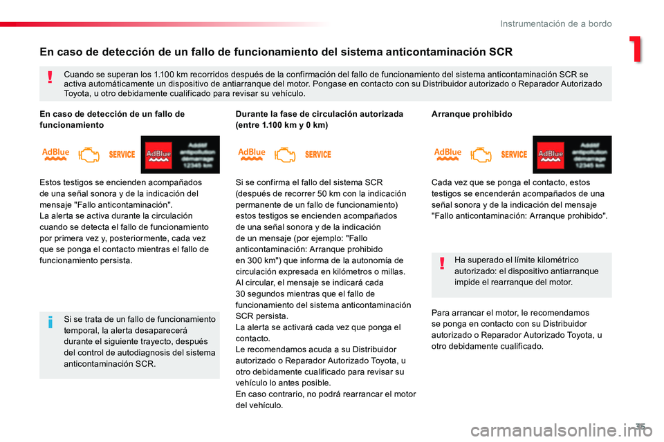 TOYOTA PROACE VERSO 2018 Manuale de Empleo (in Spanish) 35
ProaceVerso_es_Chap01_instruments-de-bord_ed01-2016
Arranque prohibido
Cada vez que se ponga el contacto, estos testigos se encenderán acompañados de una señal sonora y de la indicación del men TOYOTA PROACE VERSO 2018 Manuale de Empleo (in Spanish) 35
ProaceVerso_es_Chap01_instruments-de-bord_ed01-2016
Arranque prohibido
Cada vez que se ponga el contacto, estos testigos se encenderán acompañados de una señal sonora y de la indicación del men