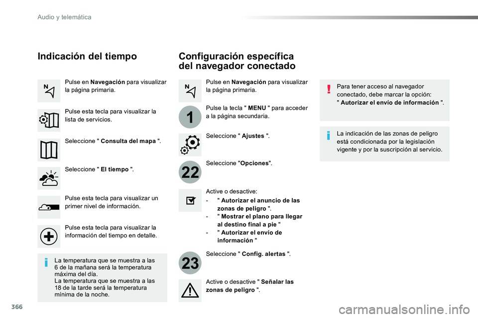 TOYOTA PROACE VERSO 2018 Manuale de Empleo (in Spanish) 366
22
23
1
ProaceVerso_es_Chap10b_NAC-1_ed01-2016
Configuración específica
del navegador conectado
Para tener acceso al navegador conectado, debe marcar la opción: " Autorizar el envío de i TOYOTA PROACE VERSO 2018 Manuale de Empleo (in Spanish) 366
22
23
1
ProaceVerso_es_Chap10b_NAC-1_ed01-2016
Configuración específica
del navegador conectado
Para tener acceso al navegador conectado, debe marcar la opción: " Autorizar el envío de i