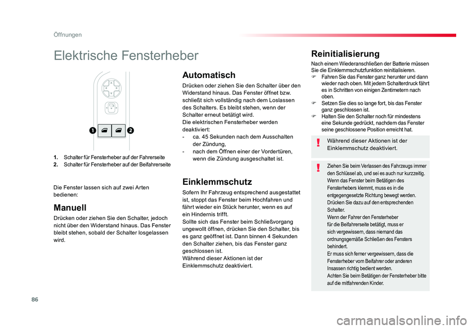 TOYOTA PROACE VERSO 2018 Betriebsanleitungen (in German) 86
Öffnungen
Proace_Verso_de_Chap02_ouvertures_ed01-2016
1. Schalter für Fensterheber auf der Fahrerseite2. Schalter für Fensterheber auf der Beifahrerseite
Reinitialisierung
Nach einem Wiederansc TOYOTA PROACE VERSO 2018 Betriebsanleitungen (in German) 86
Öffnungen
Proace_Verso_de_Chap02_ouvertures_ed01-2016
1. Schalter für Fensterheber auf der Fahrerseite2. Schalter für Fensterheber auf der Beifahrerseite
Reinitialisierung
Nach einem Wiederansc