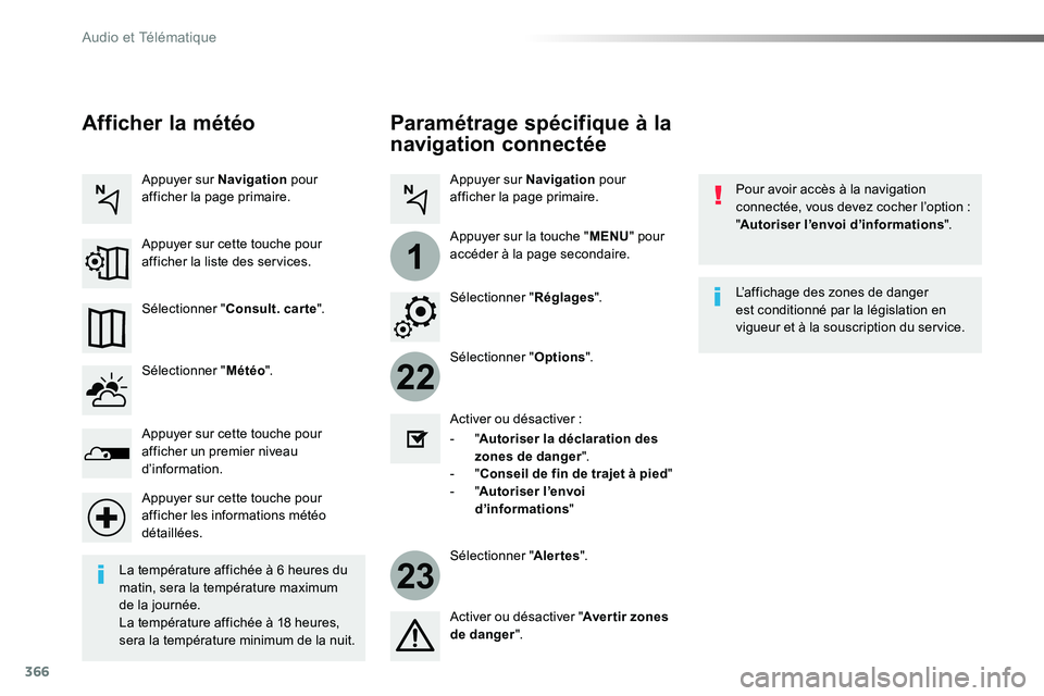 TOYOTA PROACE VERSO 2018  Notices Demploi (in French) 366
22
23
1
Paramétrage spécifique à la 
navigation connectée
Pour avoir accès à la navigation connectée, vous devez cocher l’option : "Autoriser l’envoi d’informations".
Sélecti