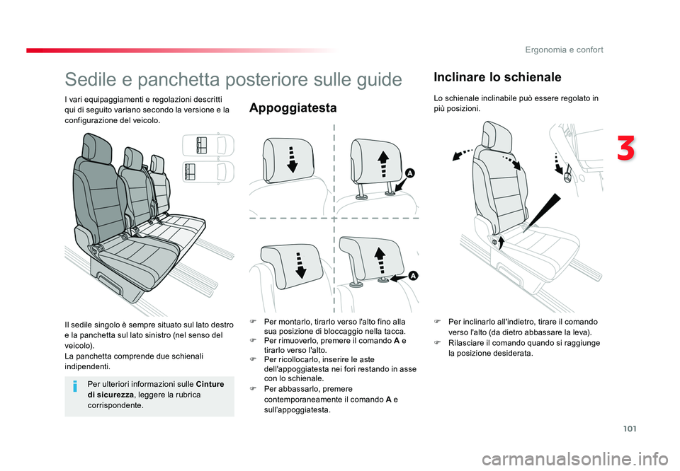 TOYOTA PROACE VERSO 2018 Manuale duso (in Italian) 101
3
Ergonomia e confort
Spacetourer-VP_it_Chap03_ergonomie-et-confort_ed01-2016
Appoggiatesta
F Per montarlo, tirarlo verso l'alto fino alla sua posizione di bloccaggio nella tacca.
F Per rimu TOYOTA PROACE VERSO 2018 Manuale duso (in Italian) 101
3
Ergonomia e confort
Spacetourer-VP_it_Chap03_ergonomie-et-confort_ed01-2016
Appoggiatesta
F Per montarlo, tirarlo verso l'alto fino alla sua posizione di bloccaggio nella tacca.
F Per rimu