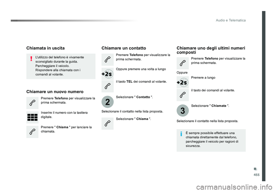 TOYOTA PROACE VERSO 2018  Manuale duso (in Italian) .
455
2
3
Audio e Telematica
Spacetourer-VP_it_Chap10c_RCC-1_ed01-2016
il tasto dei comandi al volante.
L'utilizzo del telefono è vivamente 
sconsigliato durante la guida.
Parcheggiare il veicolo