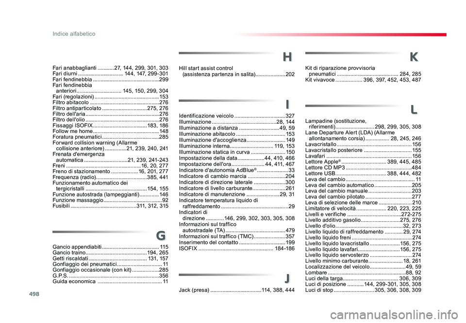 TOYOTA PROACE VERSO 2018 Manuale duso (in Italian) 498
Indice alfabetico
Spacetourer-VP_it_Chap11_index-alpha_ed01-2016
Fari anabbaglianti ...........27, 144, 299, 301, 303
Fari diurni .............................. 14 4, 147, 29 9 - 3 01
Fari fendin TOYOTA PROACE VERSO 2018 Manuale duso (in Italian) 498
Indice alfabetico
Spacetourer-VP_it_Chap11_index-alpha_ed01-2016
Fari anabbaglianti ...........27, 144, 299, 301, 303
Fari diurni .............................. 14 4, 147, 29 9 - 3 01
Fari fendin