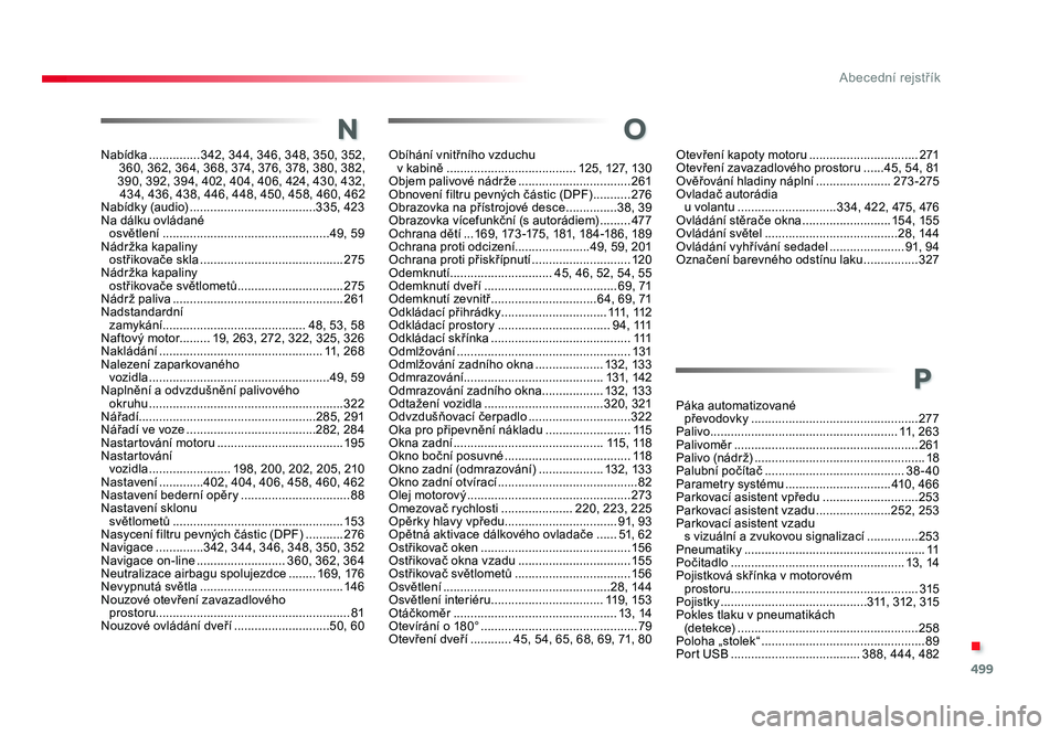 TOYOTA PROACE VERSO 2018  Návod na použití (in Czech) 499
.
Abecední rejstřík
Spacetourer-VP_cs_Chap11_index-alpha_ed01-2016
Nabídka ............... 342, 344, 346, 348, 350, 352, 
360, 362, 364, 368, 374, 376, 378, 380, 382, 
390, 392, 394, 402, 404,