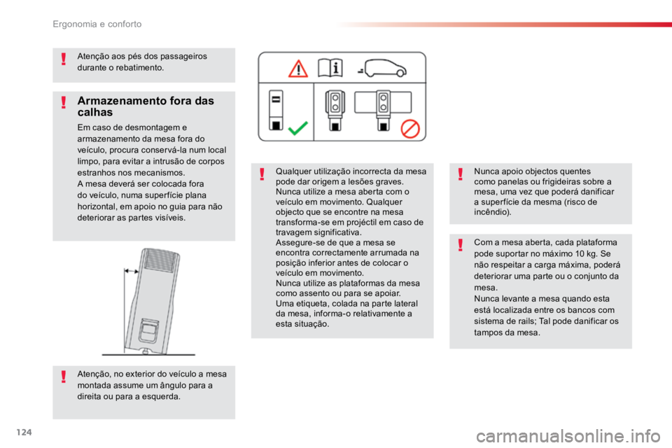 TOYOTA PROACE VERSO 2018 Manual de utilização (in Portuguese) 124
ProaceVerso_pt_Chap03_ergonomie-et-confort_ed01-2016
Atenção aos pés dos passageiros
durante o rebatimento.Qualquer utilização incorrecta da mesa
pode dar origem a lesões graves.
Nunca uti TOYOTA PROACE VERSO 2018 Manual de utilização (in Portuguese) 124
ProaceVerso_pt_Chap03_ergonomie-et-confort_ed01-2016
Atenção aos pés dos passageiros
durante o rebatimento.Qualquer utilização incorrecta da mesa
pode dar origem a lesões graves.
Nunca uti