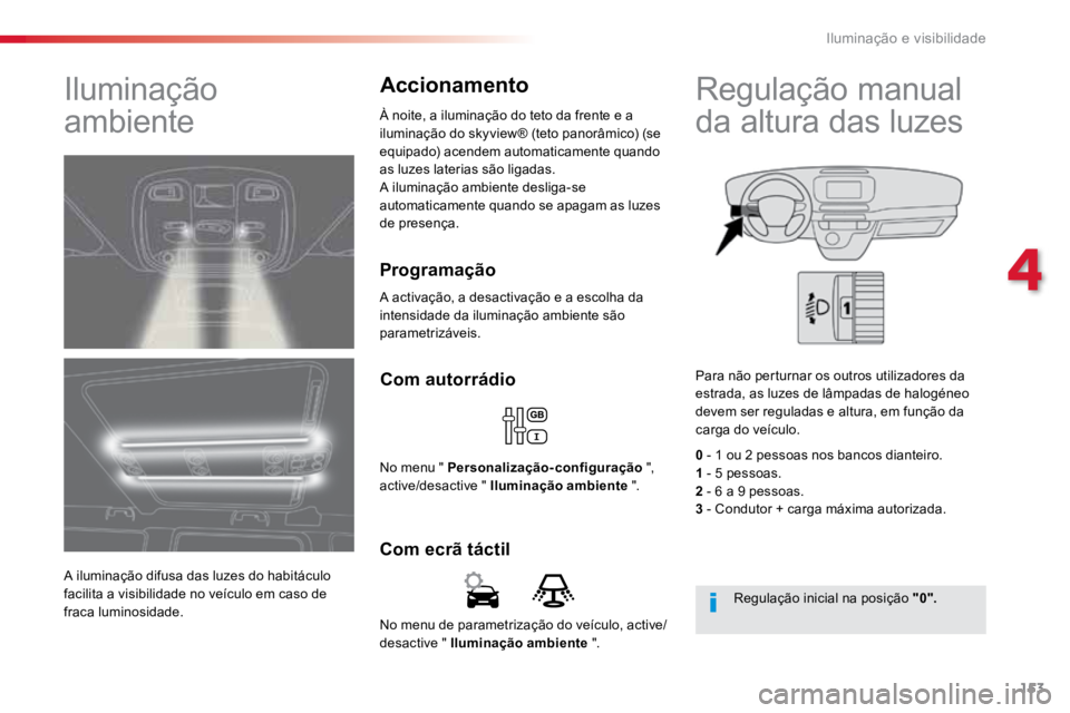 TOYOTA PROACE VERSO 2018 Manual de utilização (in Portuguese) 153
ProaceVerso_pt_Chap04_eclairage-et-visibilite_ed01-2016
No menu de parametrização do veículo, active/
desactive " Iluminação ambiente ".
Com ecrã táctilCom autorrádio
No menu " TOYOTA PROACE VERSO 2018 Manual de utilização (in Portuguese) 153
ProaceVerso_pt_Chap04_eclairage-et-visibilite_ed01-2016
No menu de parametrização do veículo, active/
desactive " Iluminação ambiente ".
Com ecrã táctilCom autorrádio
No menu "