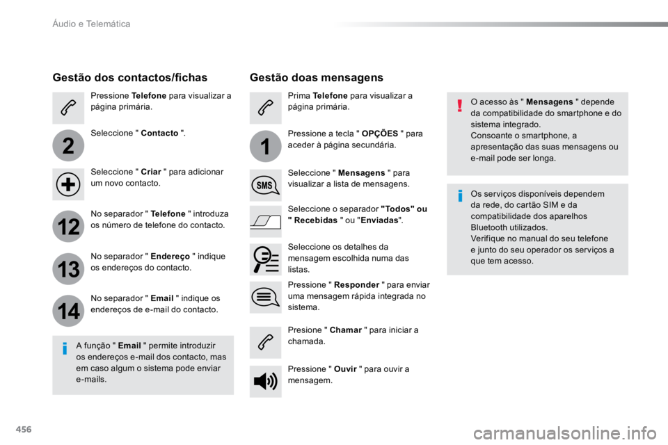 TOYOTA PROACE VERSO 2018 Manual de utilização (in Portuguese) 456
2
12
13
14
1
ProaceVerso_pt_Chap10c_RCC-1_ed01-2016
O acesso às " Mensagens " depende
da compatibilidade do smartphone e do
sistema integrado.
Consoante o smartphone, a
apresentação TOYOTA PROACE VERSO 2018 Manual de utilização (in Portuguese) 456
2
12
13
14
1
ProaceVerso_pt_Chap10c_RCC-1_ed01-2016
O acesso às " Mensagens " depende
da compatibilidade do smartphone e do
sistema integrado.
Consoante o smartphone, a
apresentação