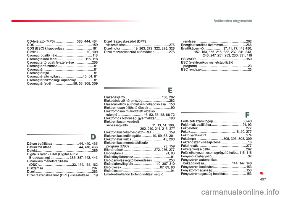 TOYOTA PROACE VERSO 2018 Kezelési útmutató (in Hungarian) 497
Spacetourer-VP_hu_Chap11_index-alpha_ed01-2016
CD-lejátszó (MP3) .......................388, 444, 484CDS ...............................................................159CDS (ESC) kikapcsolása TOYOTA PROACE VERSO 2018 Kezelési útmutató (in Hungarian) 497
Spacetourer-VP_hu_Chap11_index-alpha_ed01-2016
CD-lejátszó (MP3) .......................388, 444, 484CDS ...............................................................159CDS (ESC) kikapcsolása
