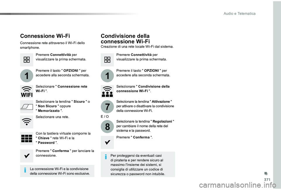 TOYOTA PROACE VERSO 2019 Manuale duso (in Italian) 371
11
7
8
Proace_Verso_IT_Chap10b_NAC-1_ed01-2019
Connessione Wi-FiCondivisione della
connessione Wi-Fi
Per proteggersi da eventuali casi di pirateria e per rendere sicuro al massimo l'insieme d TOYOTA PROACE VERSO 2019 Manuale duso (in Italian) 371
11
7
8
Proace_Verso_IT_Chap10b_NAC-1_ed01-2019
Connessione Wi-FiCondivisione della
connessione Wi-Fi
Per proteggersi da eventuali casi di pirateria e per rendere sicuro al massimo l'insieme d