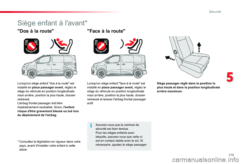 TOYOTA PROACE VERSO 2019 Notices Demploi (in French) 175
Siège passager réglé dans la position la plus haute et dans la position longitudinale arrière maximum.
"Dos à la route"
Siège enfant à l'avant*
"Face à la route"
Assure TOYOTA PROACE VERSO 2019 Notices Demploi (in French) 175
Siège passager réglé dans la position la plus haute et dans la position longitudinale arrière maximum.
"Dos à la route"
Siège enfant à l'avant*
"Face à la route"
Assure