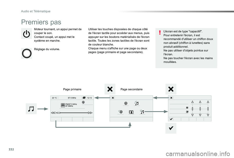 TOYOTA PROACE VERSO 2019 Notices Demploi (in French) 332
FM/87.5 MHz
87.5MHz 12:13
23 °C 87.5 MHz
Premiers pas
Moteur tournant, un appui permet de couper le son.Contact coupé, un appui met le système en marche.
Réglage du volume.
Utiliser les touche TOYOTA PROACE VERSO 2019 Notices Demploi (in French) 332
FM/87.5 MHz
87.5MHz 12:13
23 °C 87.5 MHz
Premiers pas
Moteur tournant, un appui permet de couper le son.Contact coupé, un appui met le système en marche.
Réglage du volume.
Utiliser les touche
