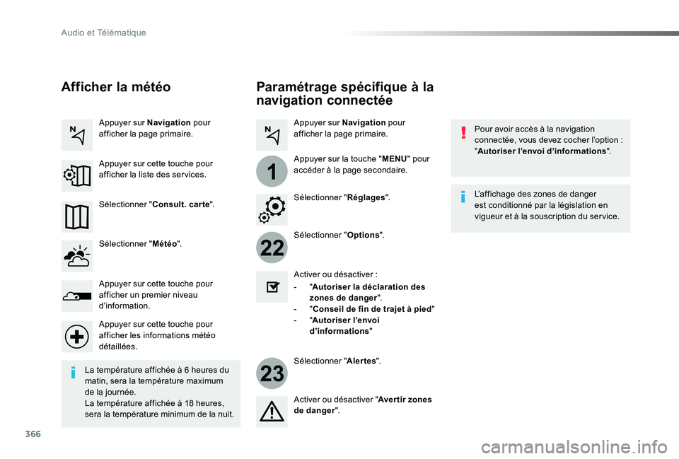 TOYOTA PROACE VERSO 2019 Notices Demploi (in French) 366
22
23
1
Paramétrage spécifique à la
navigation connectée
Pour avoir accès à la navigation connectée, vous devez cocher l’option : "Autoriser l’envoi d’informations".
Sélecti TOYOTA PROACE VERSO 2019 Notices Demploi (in French) 366
22
23
1
Paramétrage spécifique à la
navigation connectée
Pour avoir accès à la navigation connectée, vous devez cocher l’option : "Autoriser l’envoi d’informations".
Sélecti