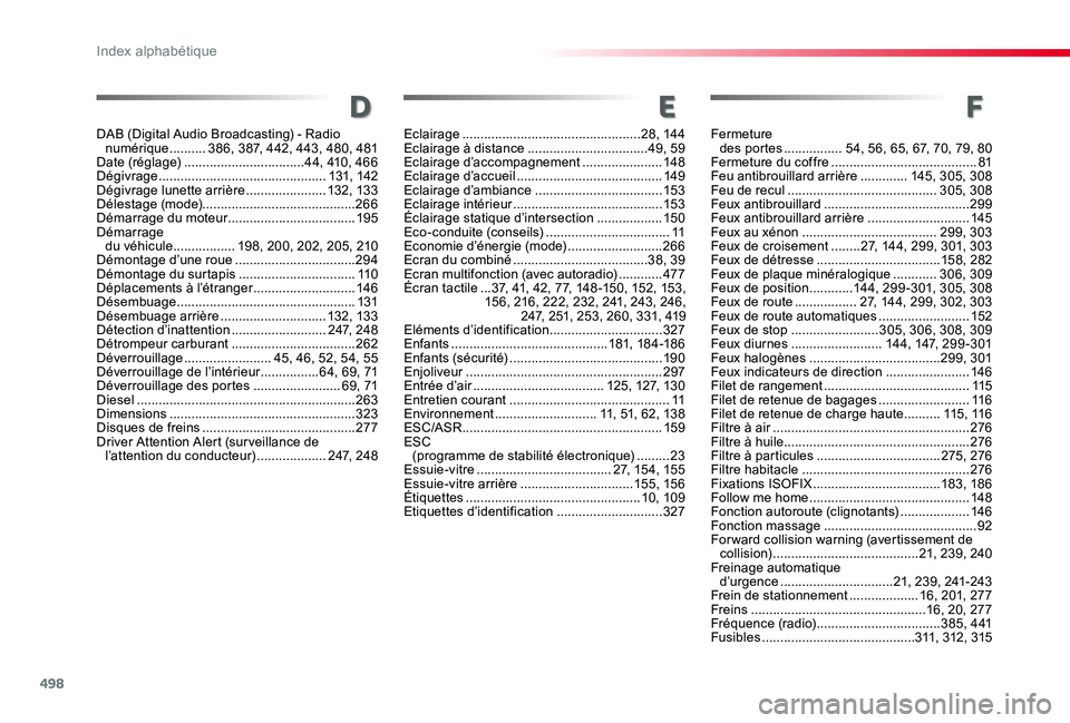 TOYOTA PROACE VERSO 2019 Notices Demploi (in French) 498
F
Fermeture des portes ................54, 56, 65, 67, 70, 79, 80Fermeture du coffre ........................................81Feu antibrouillard arrière .............145, 305, 308Feu de recul . TOYOTA PROACE VERSO 2019 Notices Demploi (in French) 498
F
Fermeture des portes ................54, 56, 65, 67, 70, 79, 80Fermeture du coffre ........................................81Feu antibrouillard arrière .............145, 305, 308Feu de recul .