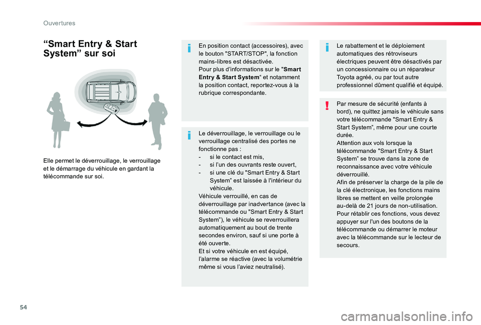 TOYOTA PROACE VERSO 2019 Notices Demploi (in French) 54
Le déverrouillage, le verrouillage ou le verrouillage centralisé des portes ne fonctionne pas :- si le contact est mis,- si l’un des ouvrants reste ouvert,- si une clé du "Smart Entry & St TOYOTA PROACE VERSO 2019 Notices Demploi (in French) 54
Le déverrouillage, le verrouillage ou le verrouillage centralisé des portes ne fonctionne pas :- si le contact est mis,- si l’un des ouvrants reste ouvert,- si une clé du "Smart Entry & St