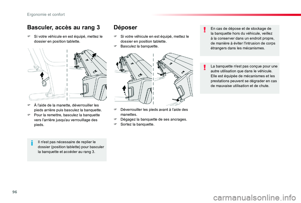 TOYOTA PROACE VERSO 2019  Notices Demploi (in French) 96
F Si votre véhicule en est équipé, mettez le dossier en position tablette.
Basculer, accès au rang 3Déposer
F Si votre véhicule en est équipé, mettez le dossier en position tablette.F Bascu