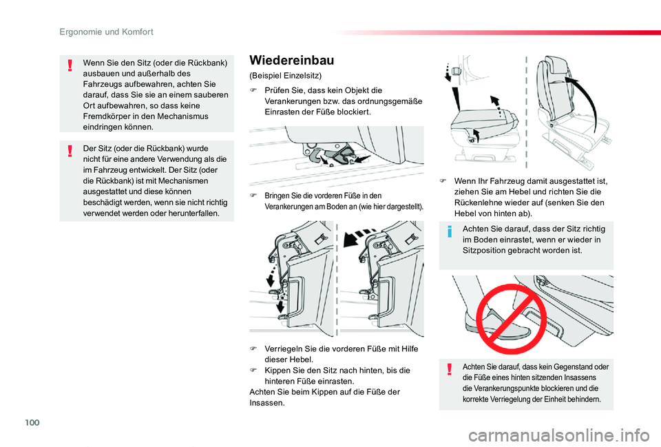 TOYOTA PROACE VERSO 2019 Betriebsanleitungen (in German) 100
Proace_Verso_de_Chap03_ergonomie-et-confort_ed01-2019
Achten Sie darauf, dass der Sitz richtig im Boden einrastet, wenn er wieder in Sitzposition gebracht worden ist.
Achten Sie darauf, dass kein TOYOTA PROACE VERSO 2019 Betriebsanleitungen (in German) 100
Proace_Verso_de_Chap03_ergonomie-et-confort_ed01-2019
Achten Sie darauf, dass der Sitz richtig im Boden einrastet, wenn er wieder in Sitzposition gebracht worden ist.
Achten Sie darauf, dass kein