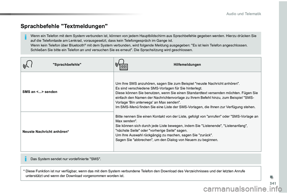 TOYOTA PROACE VERSO 2019 Betriebsanleitungen (in German) 341
Proace_Verso_de_Chap10b_NAC-1_ed01-2019
"Sprachbefehle"Hilfemeldungen
SMS an <...> senden
Um Ihre SMS anzuhören, sagen Sie zum Beispiel "neuste Nachricht anhören". Es sind versc TOYOTA PROACE VERSO 2019 Betriebsanleitungen (in German) 341
Proace_Verso_de_Chap10b_NAC-1_ed01-2019
"Sprachbefehle"Hilfemeldungen
SMS an <...> senden
Um Ihre SMS anzuhören, sagen Sie zum Beispiel "neuste Nachricht anhören". Es sind versc