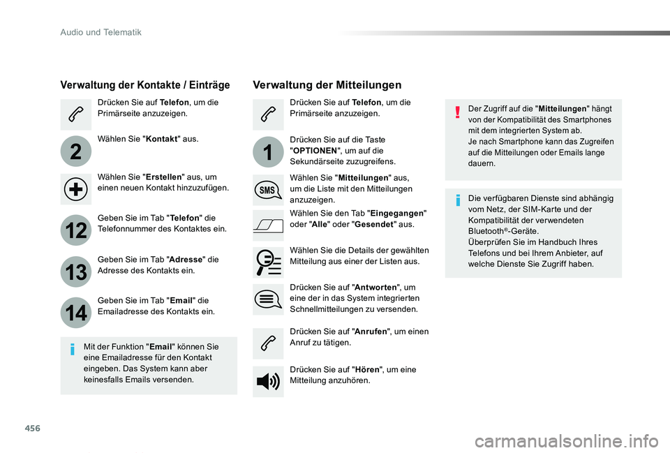 TOYOTA PROACE VERSO 2019 Betriebsanleitungen (in German) 456
2
12
13
14
1
Proace_Verso_de_Chap10c_RCC-1_ed01-2019
Der Zugriff auf die "Mitteilungen" hängt von der Kompatibilität des Smartphones mit dem integrierten System ab.Je nach Smartphone kan TOYOTA PROACE VERSO 2019 Betriebsanleitungen (in German) 456
2
12
13
14
1
Proace_Verso_de_Chap10c_RCC-1_ed01-2019
Der Zugriff auf die "Mitteilungen" hängt von der Kompatibilität des Smartphones mit dem integrierten System ab.Je nach Smartphone kan